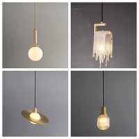 Lustre LED Suspendu Luxe en Laiton, Noyer, Verre et Acrylique, Globe Cannelé Effet Glace, Lampe Moderne pour Bar et Îlot de Cuisine