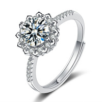 Nouvelle Arrivée 2026 – Bague Ajustable Fleur de Lotus en Argent Sterling 925 Fin avec Moissanite Colorée VVS GRA de 1 Carat à Taille Ronde