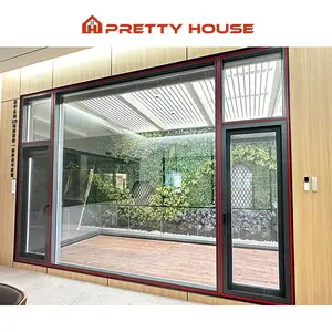 Hurricane proof impact outdoor aluminum hinges swing glass door french thermal break casement windows and doors