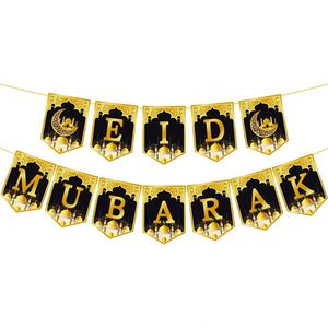 Nuevo Banner Dorado de Eid Mubarak con Espirales Colgantes, Guirnalda de Espirales Colgantes para Decoraciones de Eid Mubarak - Product Image 6