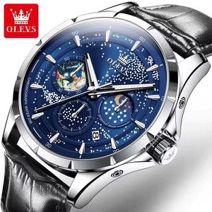 นาฬิกาข้อมือผู้ชาย รุ่น 5538 Starry Sky Moon Phase ระบบโครโนกราฟ กันน้ำ แสดงวันที่อัตโนมัติ หรูหรา ของแท้ ระบบควอตซ์ - Product Image 2