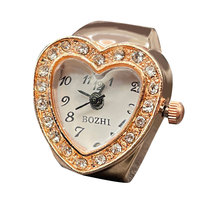 Bague Montre Tendance Style Populaire pour Étudiante, Sertie de Diamants, Mouvement Quartz