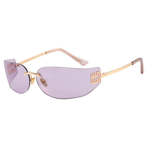 Occhiali da Sole Senza Montatura in Metallo Curvo Stile Europeo-Americano di Lusso Leggero, Protezione UV400, Personalizzati, Trendy <span class=keywords><strong>Y2K</strong></span> Millennium, Stile Street - Product Image 5