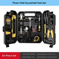 Ensemble de boîtes à outils en acier allié à trois compartiments, kit d'outils manuels d'urgence pour la maison et la voiture, boîte à outils portable, outils de quincaillerie fabriqués en Chine