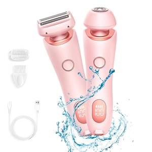 Épilateur 2 en 1 pour femmes, <span class=keywords><strong>rasoir</strong></span> à double tête, tondeuse pour poils pubiens, <span class=keywords><strong>rasoir</strong></span> rotatif rechargeable, étanche - Product Image 1