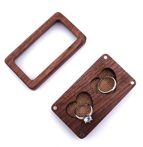 Portable Walnut storage wood wooden canvas wedding jewelry engagement ring box