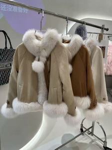 Commercio all'ingrosso 2025 autunno moda donna soffice pelliccia di volpe giacca S capospalla chiusura con bottone in corno motivo stampato traspirante - Product Image 6