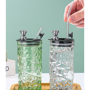 Vaso de Paja con Diseño de Oso de Peluche, Vaso para Bebidas, Taza de Vidrio de Gran Capacidad para Oficina, Taza de Regalo Económica - Product Image 4