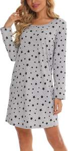 <span class=keywords><strong>MIA</strong></span> LUCCE Camicia da Notte da <span class=keywords><strong>Donna</strong></span> in Morbido Cotone con Motivo a Stelle e Collo Tondo, Abbigliamento da Notte e Vestaglia - Product Image 4