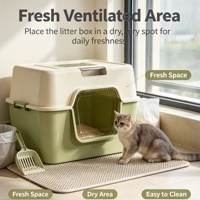 Bac à litière pour chat entièrement fermé avec couvercle rabattable, grand format, anti-odeur, anti-éclaboussures, toilette pour chat à capot, couleur et logo personnalisés OEM