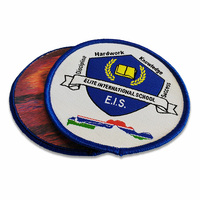 Emblème circulaire tissé personnalisé pour divers uniformes scolaires, pouvant être fixé avec de l'adhésif ou du velcro