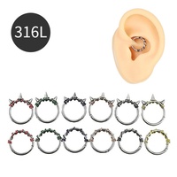 Gaby Vintage 316 L Piercing de cartilage et de septum en acier chirurgical plaqué argent avec ligne colorée en acier inoxydable pour mariage