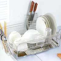 Égouttoir à vaisselle en acier inoxydable résistant à la rouille pour comptoir de cuisine, support de rangement pour assiettes, bols et couverts