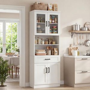 Buffet <span class=keywords><strong>de</strong></span> <span class=keywords><strong>cuisine</strong></span> moderne en MDF, armoire <span class=keywords><strong>de</strong></span> <span class=keywords><strong>rangement</strong></span> haute avec casier à vin et tiroirs pour salle à manger - Product Image 1