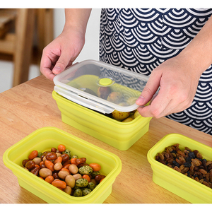 4 paquet Hermétique Alimentaire <span class=keywords><strong>Pliable</strong></span> Conteneur De Stockage Portable Micro-ondes Bento <span class=keywords><strong>Pliable</strong></span> Boîte à Lunch En Silicone - Product Image 5