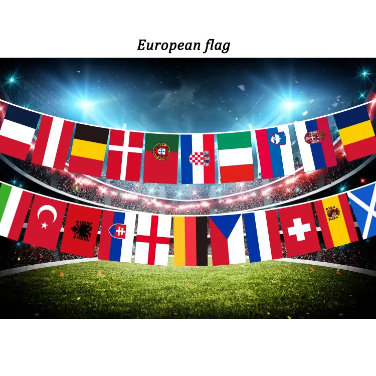 Оптовая продажа, украшение, праздничные флаги для флажков в европейском мире, 2024 для футбольных событий