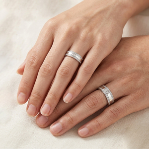 Bagues de mariage en or 18 carats pour couples, bagues assorties minimalistes avec diamants naturels, ajustement confortable, bijoux raffinés - Product Image 5