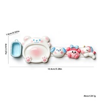 Porte-stylo, palette, gobelet de lavage et support de rangement multifonction pour têtes de polissoir en résine, motif chat de dessin animé, pour nail art 3D, mignon