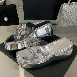 2025 XSD Silver High Heel Open Toe Sandals Breathable Party <b>Shoes</b> with Non-slip Feature for Summer Outdoor - Product Image 1