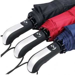 Parapluie personnalisé avec logo imprimé, grand parapluie coupe-vent pour femmes, parapluie pour hommes, cadre 10K, parasol pliable automatique à trois sections - Product Image 1