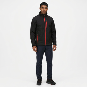 OEM Customized Logo Breathable <b>Waterproof</b> Canvas Front Wear Men Adjustable Ham Stand Collar Black Softshell <b>Jacket</b> - Product Image 1