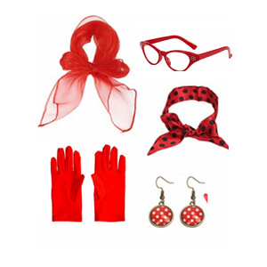 Ensemble d'accessoires de costume des années 50 pour femmes, foulard, bandeau, lunettes, boucles d'oreilles, décorations des années 50 et <span class=keywords><strong>80</strong></span>, bandana, cravate, boucles d'oreilles - Product Image 6