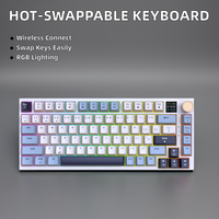 Clavier mécanique gaming en stock, structure à joint remplaçable à chaud, éclairage RGB, 3 modes (BT, filaire, sans fil 2.4G)