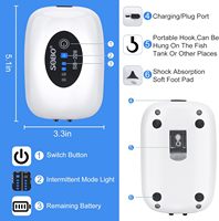 Pompe à air pour aquarium, rechargeable, portable, aérateur USB, 2 sorties avec pierres