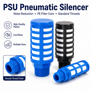 Silenziatore Pneumatico in Plastica Nero Blu per Elettrovalvole e Sistemi ad Aria Compressa - Product Image 2