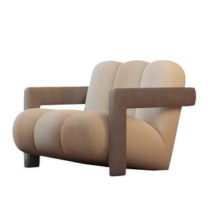 Sillón Ovalado Tapizado con Relleno de Espuma, Sofá Individual para Sala de Estar, Diseño en Forma de U, Estilo Moderno - Product Image 2