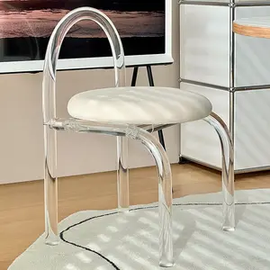 Silla de comedor de cristal con reacción de cristal para niños, comedor de boda, diseño individual chiavari, silla acrílica moderna para el hogar