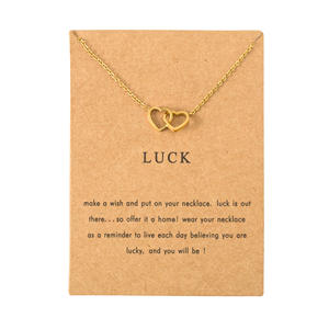 Collana moda oro acciaio inossidabile donna sorriso farfalla doppio cuore blocco lumaca <span class=keywords><strong>di</strong></span> <span class=keywords><strong>mare</strong></span> collana con carta <span class=keywords><strong>di</strong></span> auguri - Product Image 1