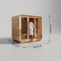 Sauna finlandais moderne pour 2 à 4 personnes, en cèdre rouge, de forme carrée, avec chauffage infrarouge électrique, panneau de commande informatisé, garantie d'un an