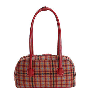 Bolso de Hombro de Moda Personalizado de Fábrica, Bolso Elegante de Lana a Cuadros, Bolso Bandolera para Mujer - Product Image 5