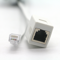 Câble de téléphone d'extension RJ11 mâle vers RJ45 femelle, CAT 6, conducteur en cuivre/CCS, 6 conducteurs, isolation PP/PVC/PE, forme droite