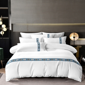 Set di Biancheria da Letto di Lusso in Cotone Egiziano King Size 4 Pezzi con Lenzuolo con Angoli e Copripiumino <span class=keywords><strong>per</strong></span> <span class=keywords><strong>Hotel</strong></span> e Uso Domestico - Product Image 1