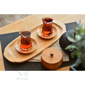 Bamboo Lacquered Solid Afternoon Tea <b>Tray</b> for Desserts Cups <b>Snacks</b> Restaurant Serving - Product Image 2