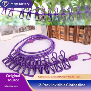 <span class=keywords><strong>Tendedero</strong></span> Invisible de 12 <span class=keywords><strong>Pinzas</strong></span> y 1.82m, Sin Necesidad de Taladrar, Portátil, Retráctil y Plegable para Uso en Interiores/Exteriores/Hotel - Product Image 5