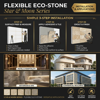 Briques réfractaires en céramique naturelle souple Eco-Stone : Série Étoile et Lune, carreaux muraux décoratifs modernes pour l'extérieur