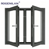 Ventana Abatible Moderna de Aluminio Impermeable Rogenilan, Ventana Exterior de Doble Vidrio Templado, Ventanas Personalizadas para Casas