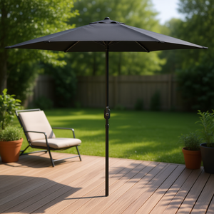 Ombrellone da Giardino in Alluminio Nero 270 x 246 cm con Inclinazione Manuale e Base - Product Image 2