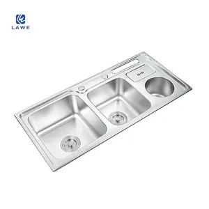 升级设计和多功能201不锈钢双碗压制家用智能厨房水槽
