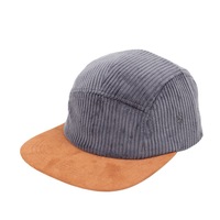 Casquette Snapback en velours côtelé bicolore à 5 panneaux, de haute qualité, avec visière plate en daim, idéale pour le camping