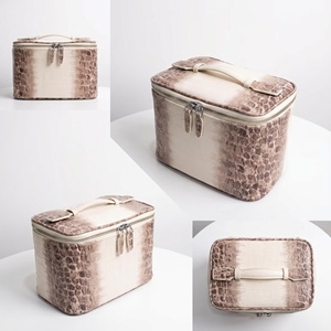 Elegant Crocodile Texture PU Cosmetic Bag Hard <b>Case</b> Women Beauty Storage <b>Vanity</b> <b>Case</b> Portable Travel Cosmetic Bag - Product Image 5
