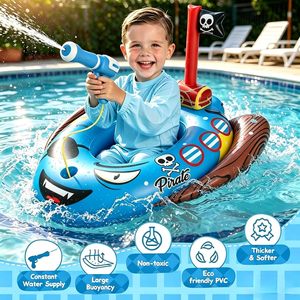 Pirate Ship <b>Inflatable</b> Kids Pool Float with Water Gun for Summer Water Play - Product Image 4
