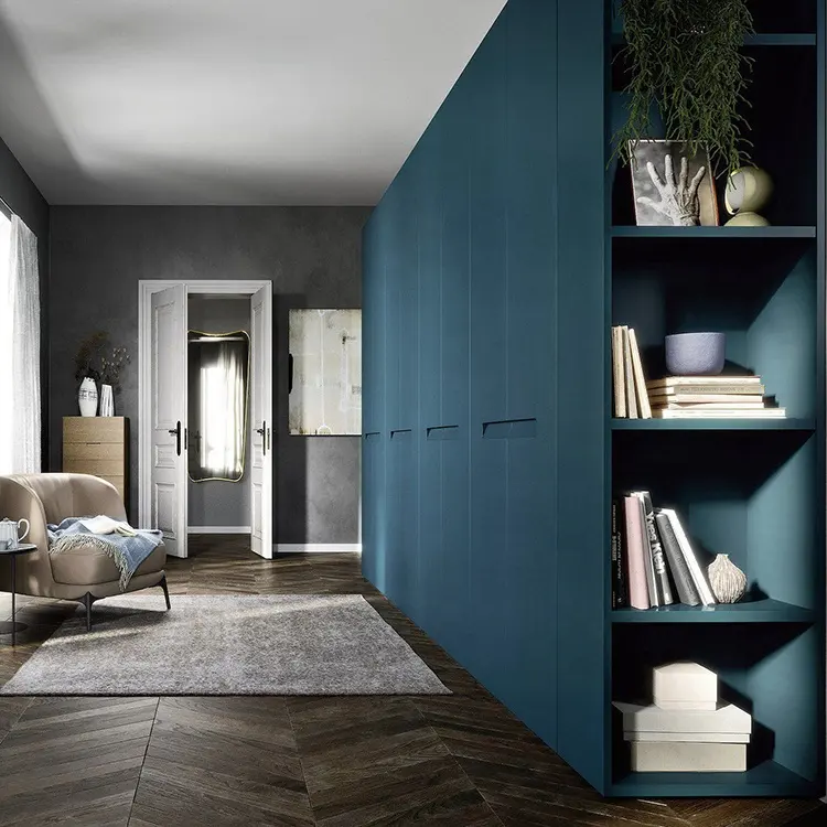 2021 New Big Schlafzimmer möbel Blaue Farbe Schwingt ür Kleider schrank Wohn möbel Holz Modern