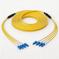 Cordon de brassage fibre optique monomode LC-LC 4 fibres pré-testé en stock, personnalisable OEM, jaune, pour projet de distribution multi-cœurs FTTH