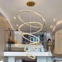 Offre Spéciale Villa Centre d'Affaires Escalier Projet Personnalisé Luxe Moderne Anneau Led Lustre Lumière