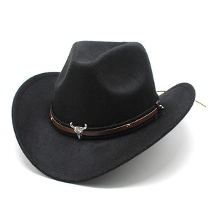 American Western Cowboy Sombrero de hombre Sombrero de caballero negro Metal Tauren Logo Sombrero de copa - Product Image 6