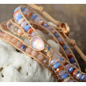 Fashion Wrap <b>Bracelets</b> Multi Layer Beaded <b>Opal</b> Crystal Water Drop Design Women's Jewelry Handmade Woven <b>Bracelet</b> - Product Image 3